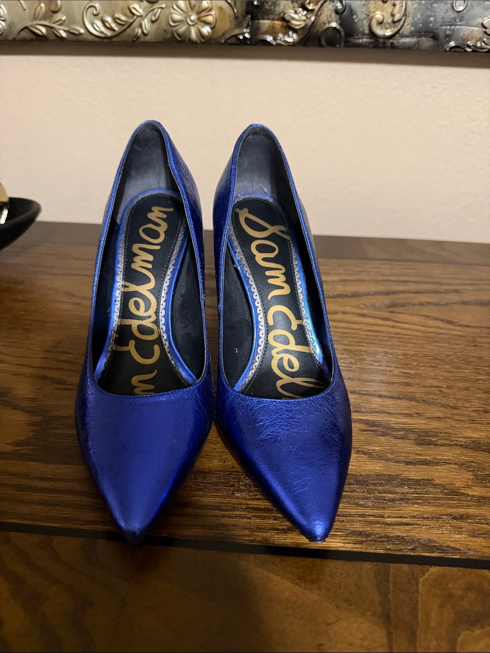 Sam Edelman Metallic Royal Blue Pointed-Toe Pumps
